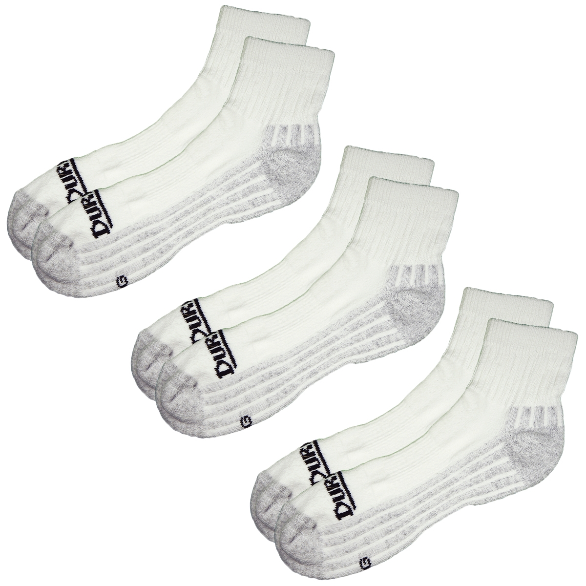 DURABILTTM Adult Cotton Ankle Sport Sock 3-Pack (white-gray) – Sock ...